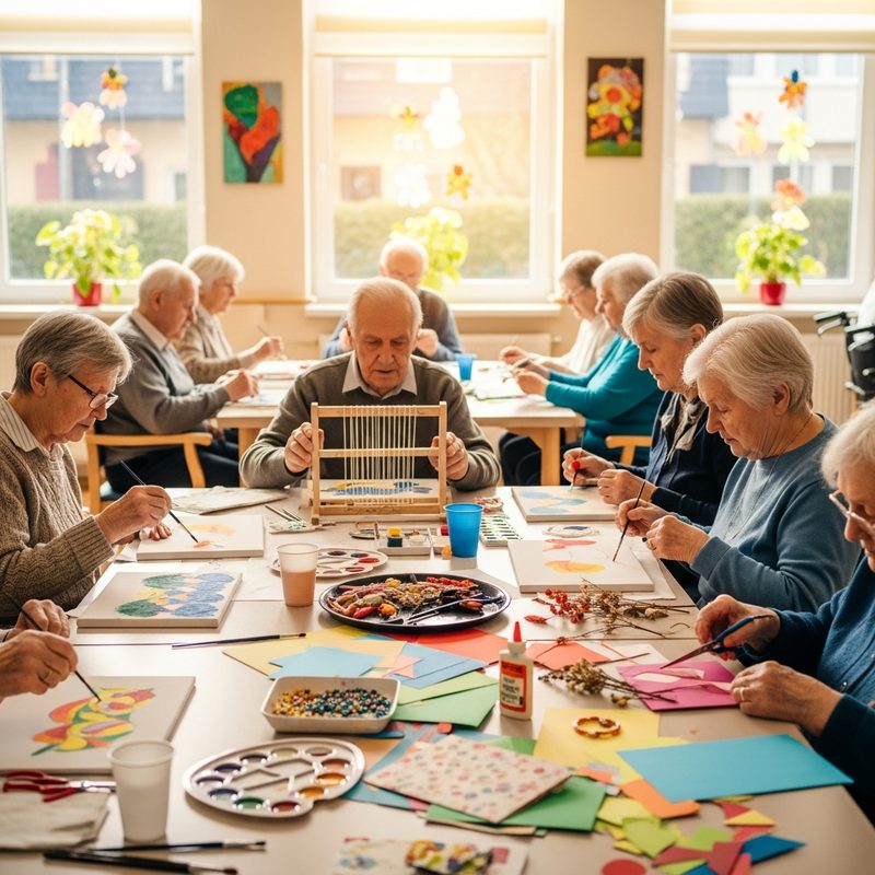 Activités collectives en EHPAD avec des résidents souriants
