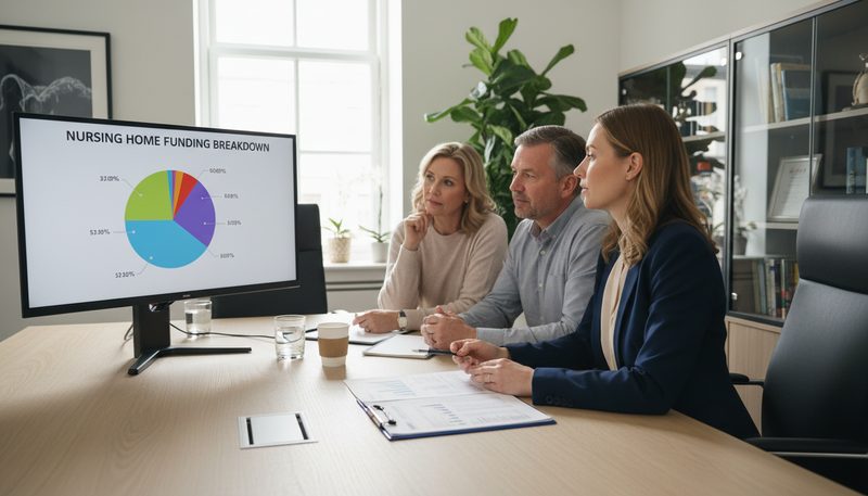 Conseiller financier expliquant les aides pour financer un EHPAD