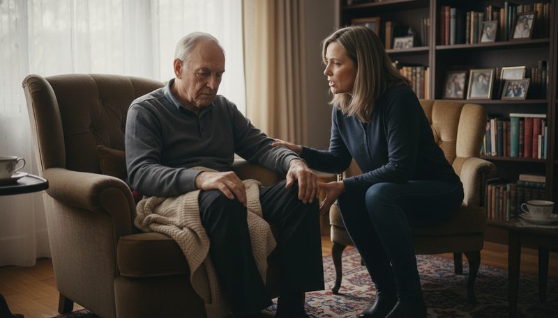 Personne âgée refusant d'aller en EHPAD, discussion avec sa fille