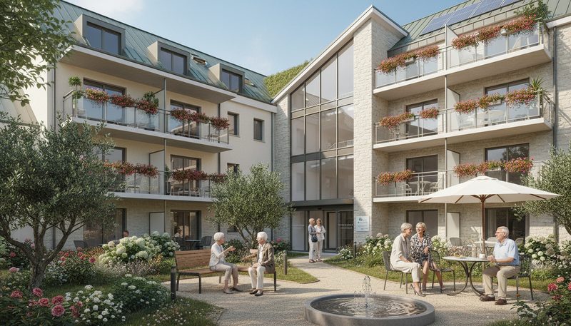 Résidence autonomie avec espaces communs et jardins