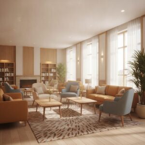 Salon lumineux d une residence pour personnes agees