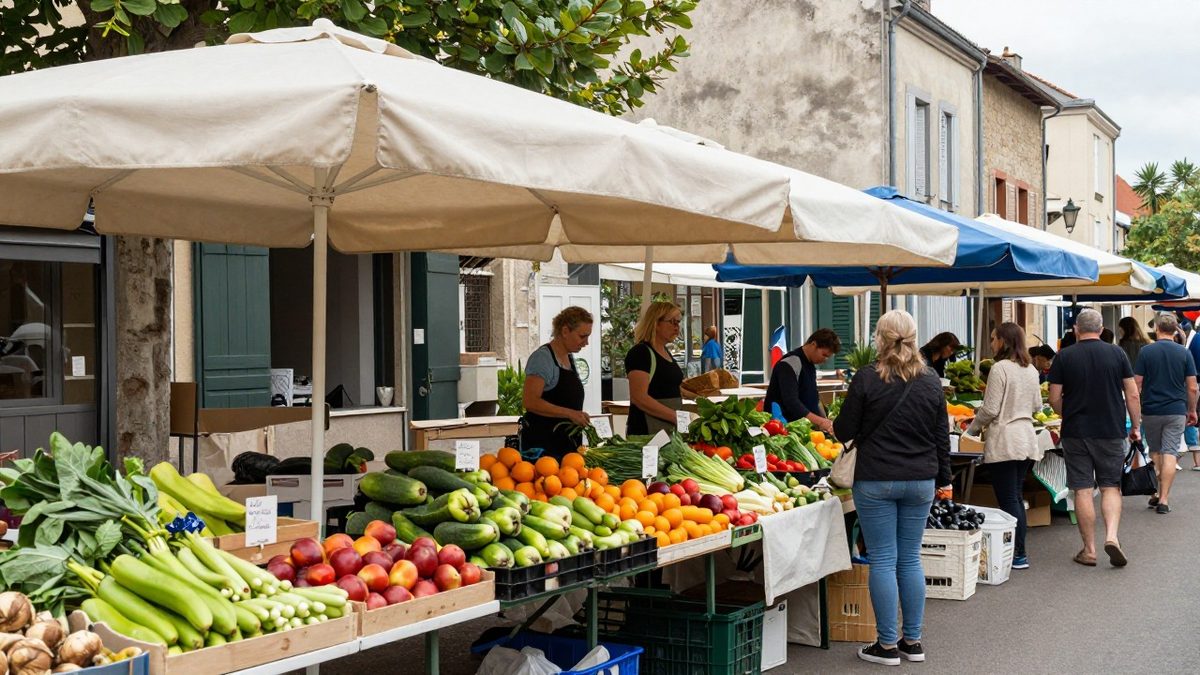 Illustration : un marché de plein air du sud-ouest