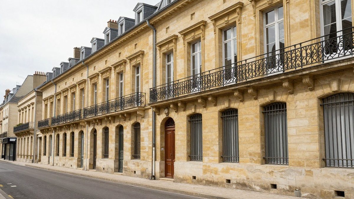 Illustration : une rue ancienne aux façades de pierre dorée